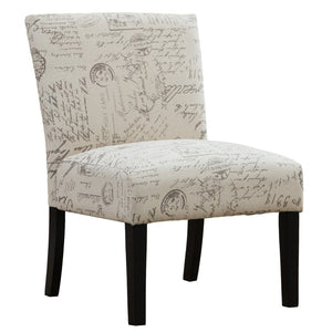 English Elm Botticelli French Script Slipper Chair Hardwood Frame Taupe Cream Accent Seat T2574P164254
