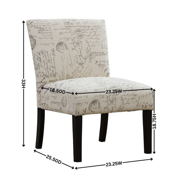 English Elm Botticelli French Script Slipper Chair Hardwood Frame Taupe Cream Accent Seat T2574P164254