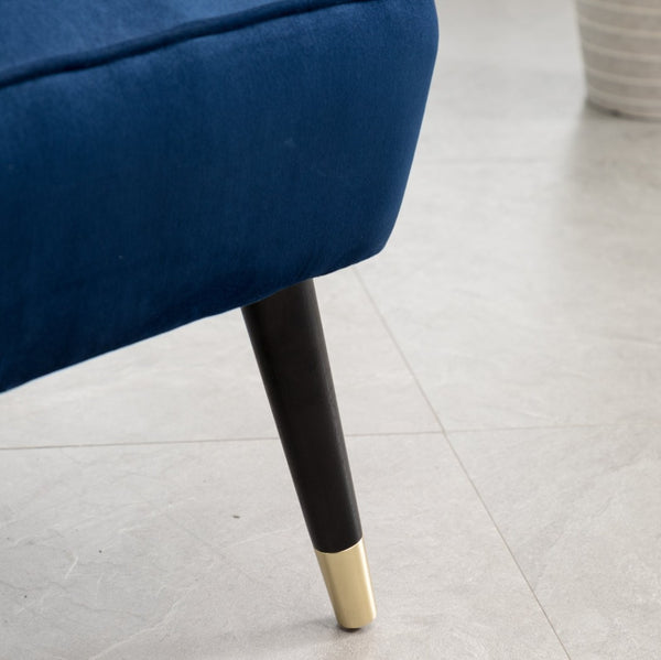 English Elm Elon Velvet Accent Chair with Channel Stitching and Rubberwood Legs for Reading Nooks Blue T2574P164255