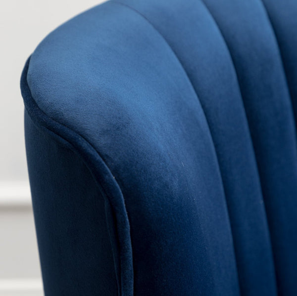 English Elm Elon Velvet Accent Chair with Channel Stitching and Rubberwood Legs for Reading Nooks Blue T2574P164255