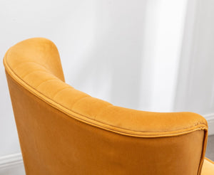 English Elm Elon Velvet Accent Chair with Channel Stitching and Rubberwood Legs for Reading Nooks Gold T2574P164256