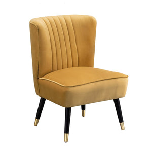 English Elm Elon Velvet Accent Chair with Channel Stitching and Rubberwood Legs for Reading Nooks Gold T2574P164256