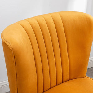 English Elm Elon Velvet Accent Chair with Channel Stitching and Rubberwood Legs for Reading Nooks Gold T2574P164256