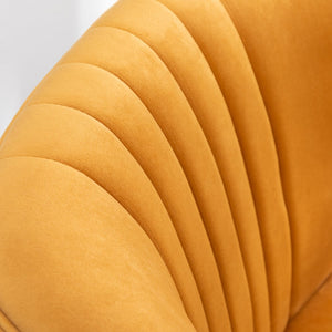 English Elm Elon Velvet Accent Chair with Channel Stitching and Rubberwood Legs for Reading Nooks Gold T2574P164256
