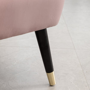 English Elm Elon Velvet Accent Chair with Channel Stitching and Rubberwood Legs for Reading Nooks Pink T2574P164257