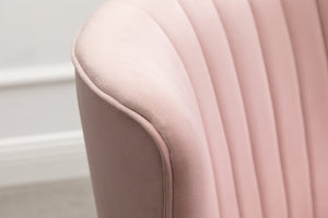 English Elm Elon Velvet Accent Chair with Channel Stitching and Rubberwood Legs for Reading Nooks Pink T2574P164257