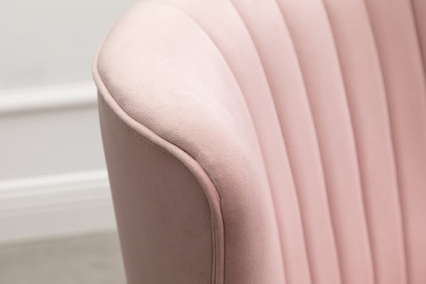 English Elm Elon Velvet Accent Chair with Channel Stitching and Rubberwood Legs for Reading Nooks Pink T2574P164257