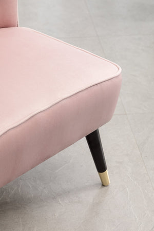 English Elm Elon Velvet Accent Chair with Channel Stitching and Rubberwood Legs for Reading Nooks Pink T2574P164257