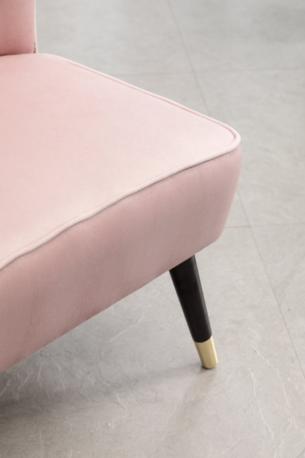 English Elm Elon Velvet Accent Chair with Channel Stitching and Rubberwood Legs for Reading Nooks Pink T2574P164257