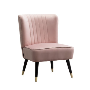English Elm Elon Velvet Accent Chair with Channel Stitching and Rubberwood Legs for Reading Nooks Pink T2574P164257