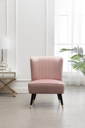 English Elm Elon Velvet Accent Chair with Channel Stitching and Rubberwood Legs for Reading Nooks Pink T2574P164257