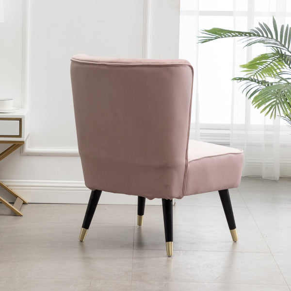 English Elm Elon Velvet Accent Chair with Channel Stitching and Rubberwood Legs for Reading Nooks Pink T2574P164257