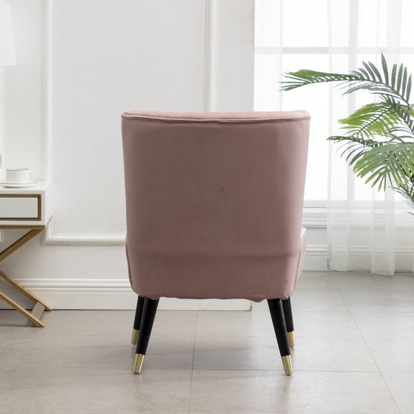 English Elm Elon Velvet Accent Chair with Channel Stitching and Rubberwood Legs for Reading Nooks Pink T2574P164257