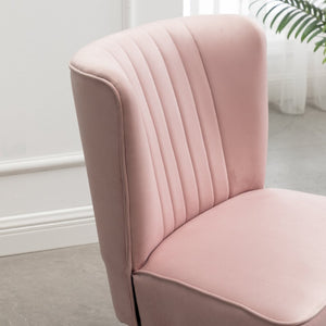 English Elm Elon Velvet Accent Chair with Channel Stitching and Rubberwood Legs for Reading Nooks Pink T2574P164257