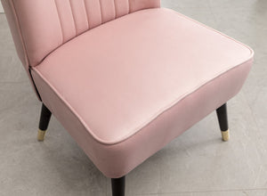English Elm Elon Velvet Accent Chair with Channel Stitching and Rubberwood Legs for Reading Nooks Pink T2574P164257