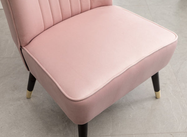 English Elm Elon Velvet Accent Chair with Channel Stitching and Rubberwood Legs for Reading Nooks Pink T2574P164257