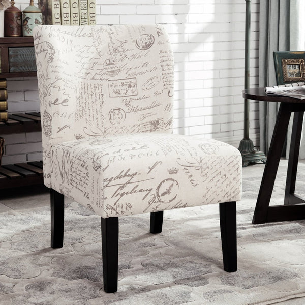 English Elm Capa Typographic Print Armless Accent Chair Compact Graphic Upholstered Seat T2574P164260