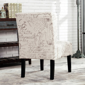 English Elm Capa Typographic Print Armless Accent Chair Compact Graphic Upholstered Seat T2574P164260