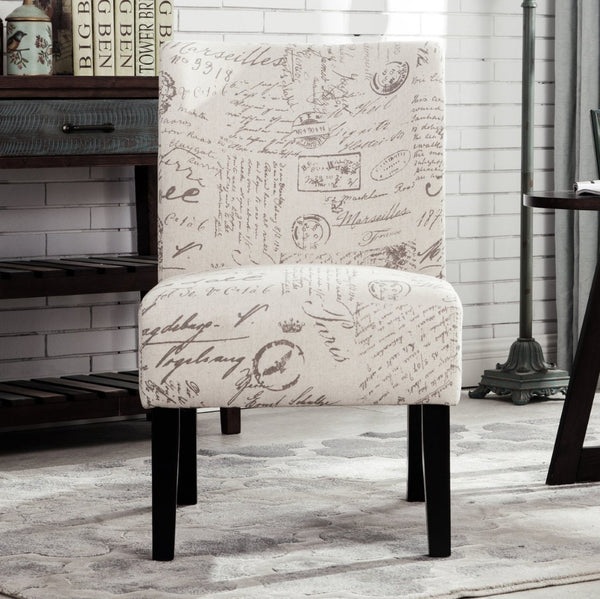 English Elm Capa Typographic Print Armless Accent Chair Compact Graphic Upholstered Seat T2574P164260