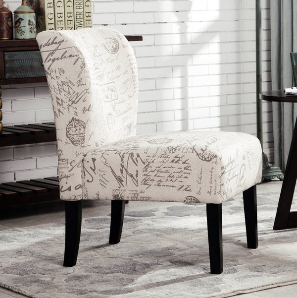 English Elm Capa Typographic Print Armless Accent Chair Compact Graphic Upholstered Seat T2574P164260