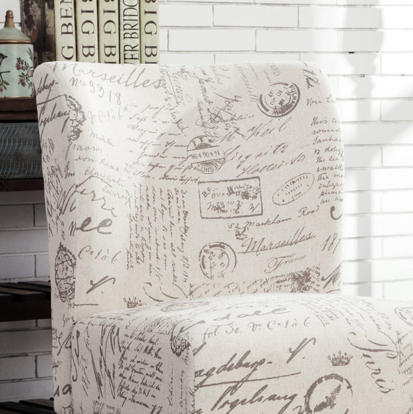 English Elm Capa Typographic Print Armless Accent Chair Compact Graphic Upholstered Seat T2574P164260