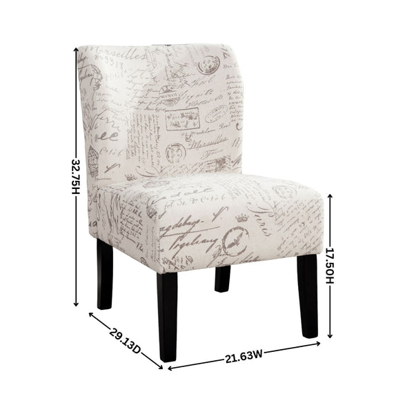English Elm Capa Typographic Print Armless Accent Chair Compact Graphic Upholstered Seat T2574P164260