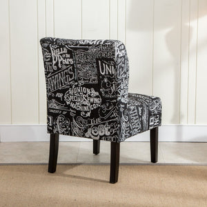 English Elm Capa Graphic Print Armless Accent Chair with Curved Back for Contemporary Spaces Black T2574P164261