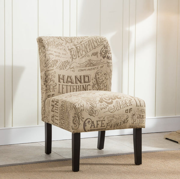 English Elm Capa Graphic Print Armless Accent Chair with Curved Back for Contemporary Spaces Multicolor T2574P164262