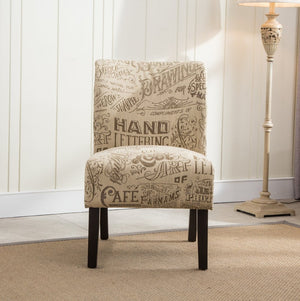 English Elm Capa Graphic Print Armless Accent Chair with Curved Back for Contemporary Spaces Multicolor T2574P164262
