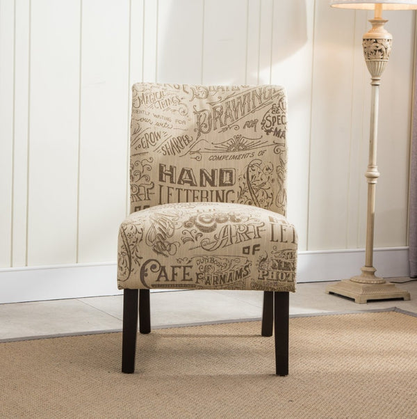 English Elm Capa Graphic Print Armless Accent Chair with Curved Back for Contemporary Spaces Multicolor T2574P164262