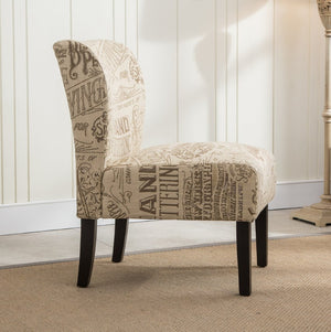 English Elm Capa Graphic Print Armless Accent Chair with Curved Back for Contemporary Spaces Multicolor T2574P164262