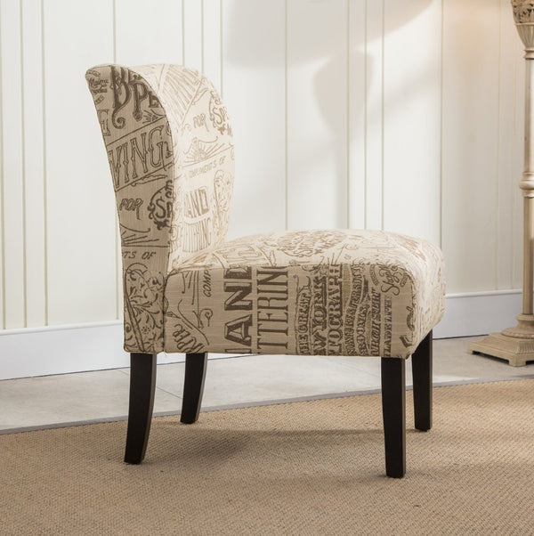 English Elm Capa Graphic Print Armless Accent Chair with Curved Back for Contemporary Spaces Multicolor T2574P164262