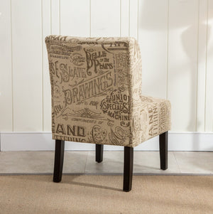 English Elm Capa Graphic Print Armless Accent Chair with Curved Back for Contemporary Spaces Multicolor T2574P164262
