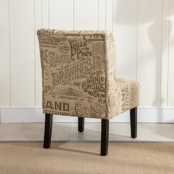 English Elm Capa Graphic Print Armless Accent Chair with Curved Back for Contemporary Spaces Multicolor T2574P164262