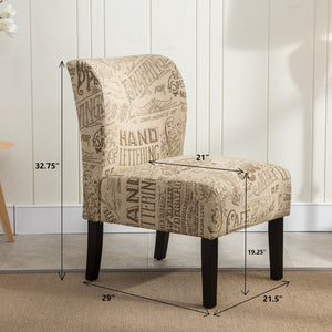 English Elm Capa Graphic Print Armless Accent Chair with Curved Back for Contemporary Spaces Multicolor T2574P164262