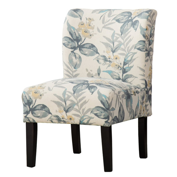 English Elm Capa Botanical Print Armless Accent Chair Curved Back Hardwood Frame Reading Nook T2574P164263