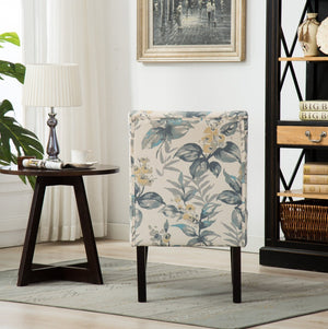 English Elm Capa Botanical Print Armless Accent Chair Curved Back Hardwood Frame Reading Nook T2574P164263