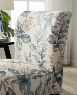 English Elm Capa Botanical Print Armless Accent Chair Curved Back Hardwood Frame Reading Nook T2574P164263