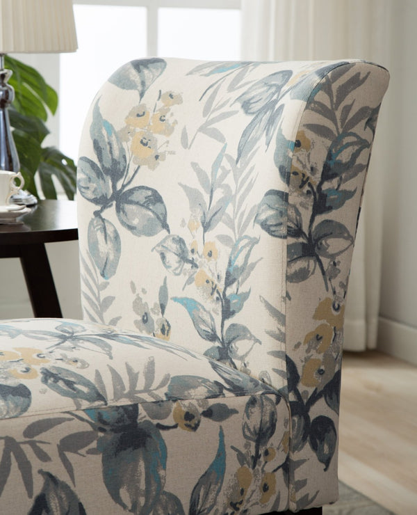 English Elm Capa Botanical Print Armless Accent Chair Curved Back Hardwood Frame Reading Nook T2574P164263