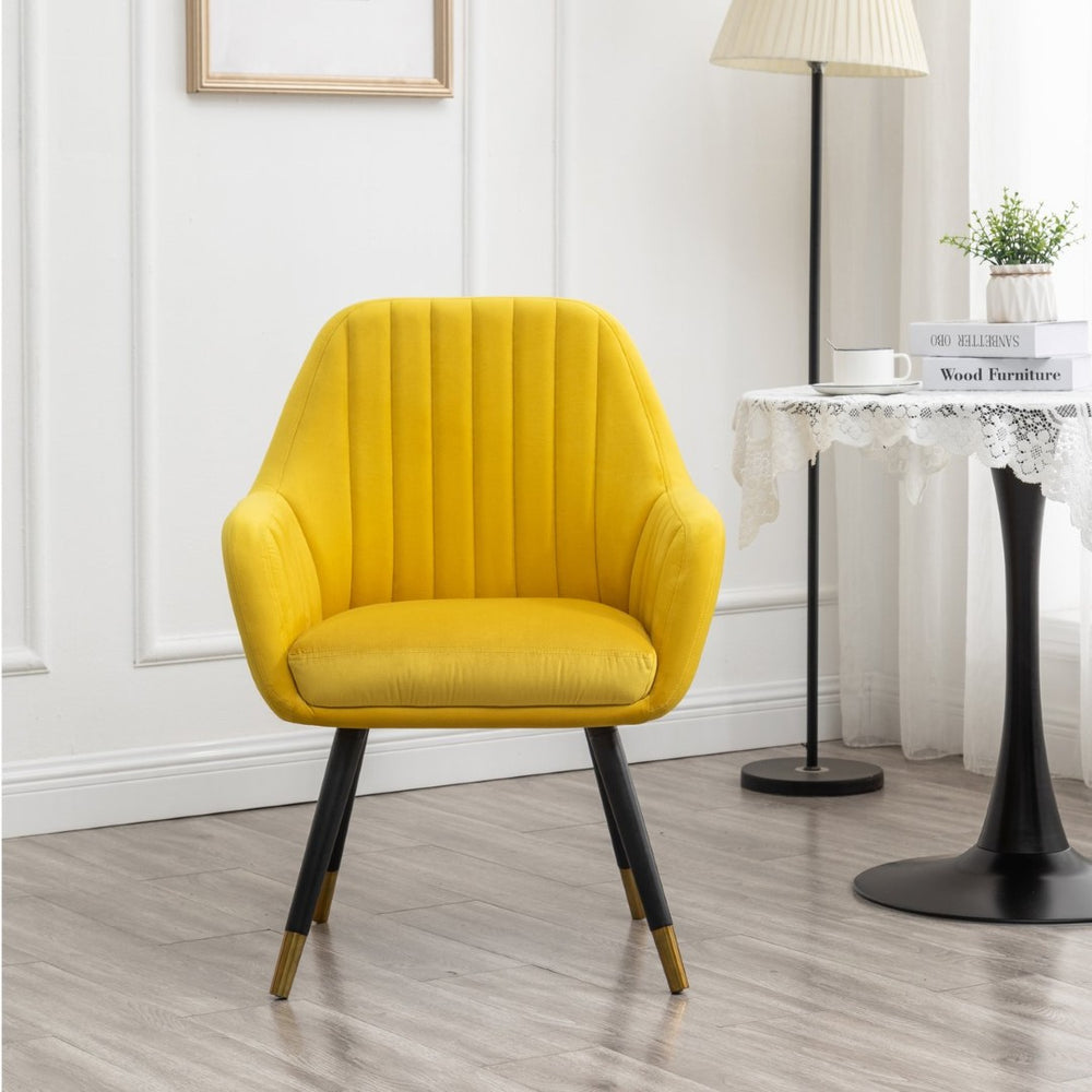 English Elm Tuchico Barrel Back Velvet Accent Chair with Tufted Seat and Beech Wood Legs T2574P164265