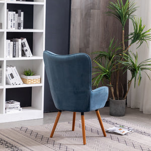 English Elm Doarnin Velvet Barrel Accent Chair with Button Tufted Back and Solid Wood Legs Blue T2574P164266