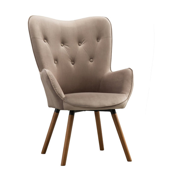 English Elm Doarnin Velvet Barrel Accent Chair with Button Tufted Back and Solid Wood Legs Chocolate T2574P164267