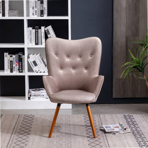 English Elm Doarnin Velvet Barrel Accent Chair with Button Tufted Back and Solid Wood Legs Chocolate T2574P164267