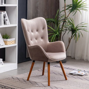 English Elm Doarnin Velvet Barrel Accent Chair with Button Tufted Back and Solid Wood Legs Chocolate T2574P164267