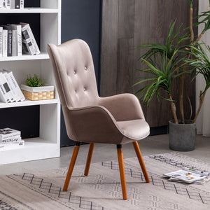 English Elm Doarnin Velvet Barrel Accent Chair with Button Tufted Back and Solid Wood Legs Chocolate T2574P164267