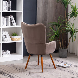 English Elm Doarnin Velvet Barrel Accent Chair with Button Tufted Back and Solid Wood Legs Chocolate T2574P164267