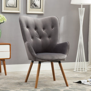 English Elm Doarnin Barrel Back Velvet Accent Chair Tufted Button Detail for Living Room T2574P164268