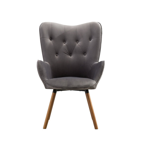 English Elm Doarnin Barrel Back Velvet Accent Chair Tufted Button Detail for Living Room T2574P164268