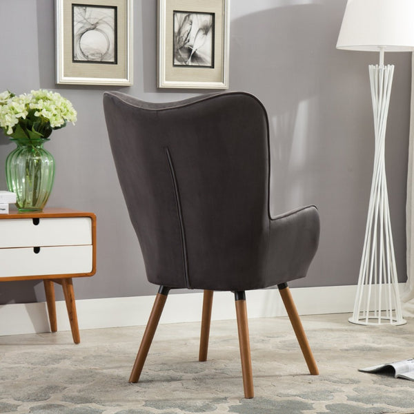 English Elm Doarnin Barrel Back Velvet Accent Chair Tufted Button Detail for Living Room T2574P164268