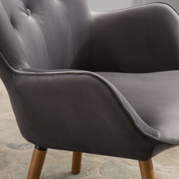 English Elm Doarnin Barrel Back Velvet Accent Chair Tufted Button Detail for Living Room T2574P164268